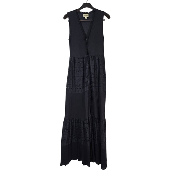 Playa Lucila Black Eyelet Maxi Sun Dress Medium Sundress - Picture 4 of 11